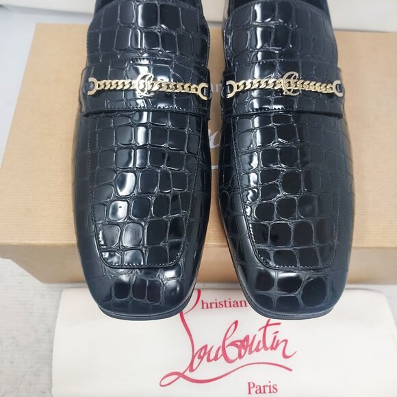 BLANK POST Christian Louboutin Mens MJ Moc Alligator Black Bit Loafer - Picture 2 of 7